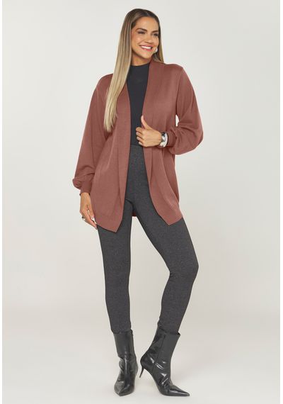 CARDIGÃ FUTURE MGA VOLUMOSA - 9859.MARROM CLARO - RUDÉLY LOJA