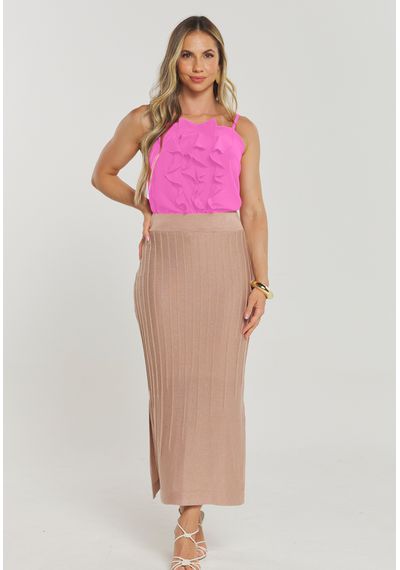 BLUSA FLUID C/ BABADOS - 8802.ROSA INTENSO - RUDÉLY LOJA