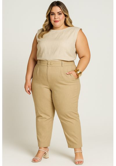 CALÇA LINHO PLUS - 5416.BEGE - RUDÉLY LOJA