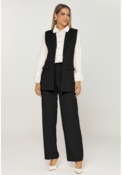 COLETE ALFAIATARIA ALONGADO - 7438.PRETO - RUDÉLY LOJA