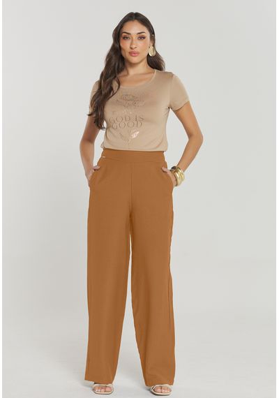 CALÇA PANTALONA VISCOSE - 5415.MARROM CLARO - RUDÉLY LOJA