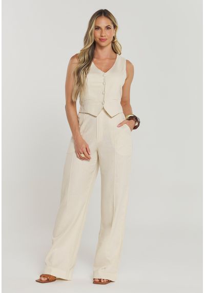 CALÇA LINHO WIDE LEG - 5412.BEGE - RUDÉLY LOJA
