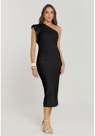VESTIDO MALHA CROCHÊ - 2684.PRETO - RUDÉLY LOJA