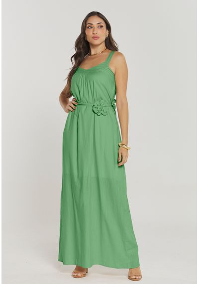 VESTIDO FLOR CINTO - 2691.VERDE - RUDÉLY LOJA