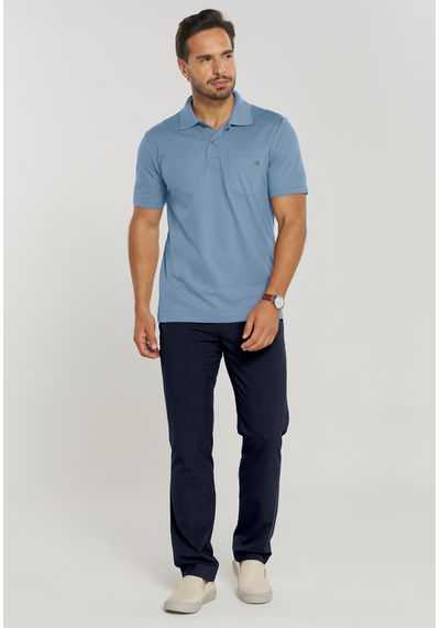 POLO PIQUET C/ BOLSO - 3438.AZUL JEANS - RUDÉLY LOJA