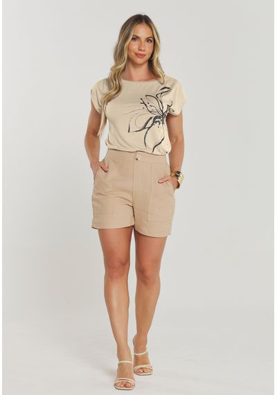 T-SHIRT FLOWER - 8813.BEGE - RUDÉLY LOJA