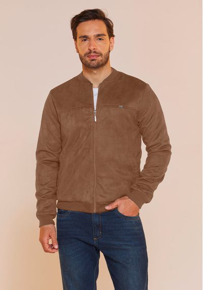 JAQUETA BOMBER SUEDE - 6162.MARROM CLARO - RUDÉLY LOJA