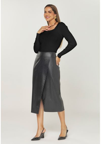 BLUSA JOLIE CANELADA - 9812.PRETO - RUDÉLY LOJA