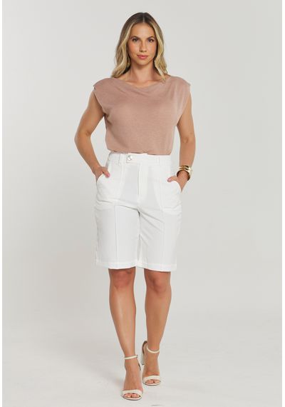 BLUSA TRICÔ DECOTE DRAPEADO - 8838.AREIA - RUDÉLY LOJA