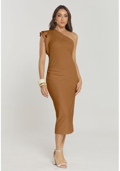 VESTIDO MALHA CROCHÊ - 2684.CARAMELO - RUDÉLY LOJA