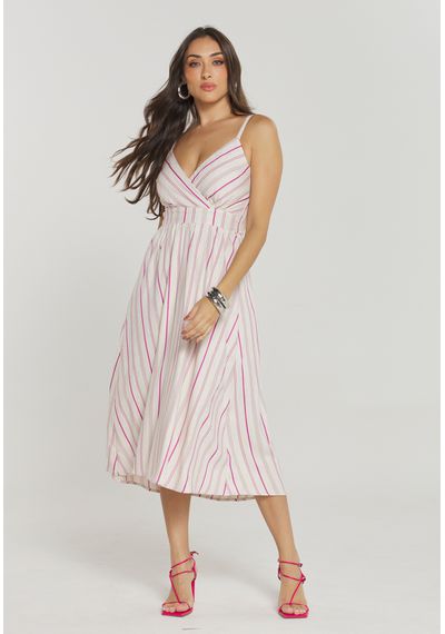 VESTIDO ALÇA LISTRADO - 2680.PINK - RUDÉLY LOJA
