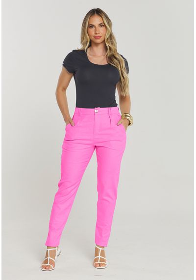 CALÇA LINHO ALFAIATARIA - 5371.ROSA INTENSO - RUDÉLY LOJA