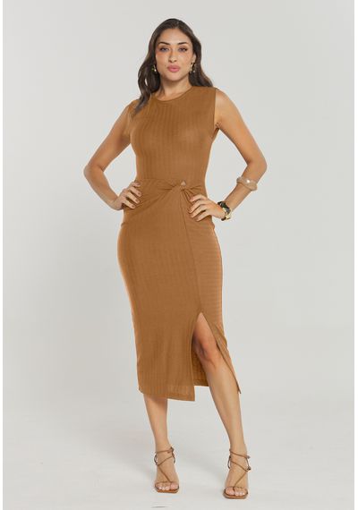 VESTIDO M. CROCHÊ - 2688.CARAMELO - RUDÉLY LOJA