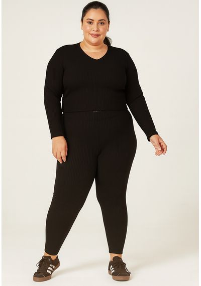 BLUSA CANELADA TÉRMICA V PLUS - 8852.PRETO - RUDÉLY LOJA