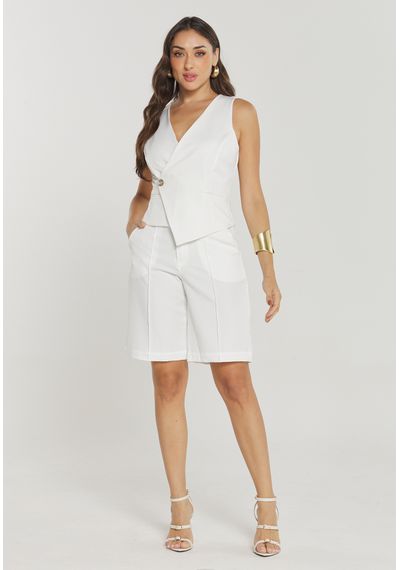 BLUSA ALFAIATARIA C/ BOTÕES - 7421.OFF WHITE - RUDÉLY LOJA