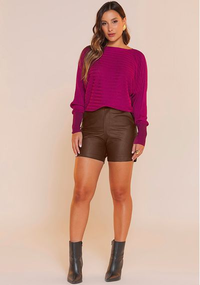 SHORT BOLSO PU - 5403.MARROM - RUDÉLY LOJA