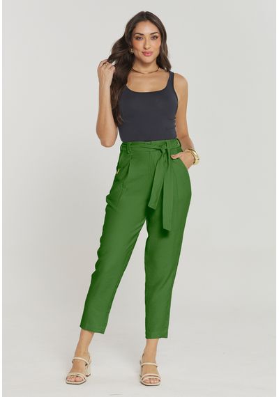CALÇA VISCOSE C/ AMARRAÇÃO - 5411.VERDE MILITAR - RUDÉLY LOJA
