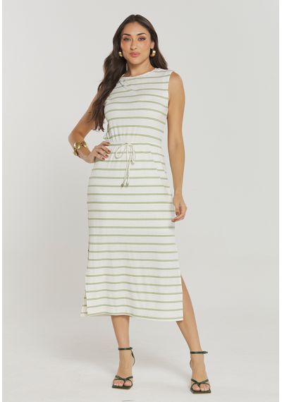 VESTIDO MALHA LISTRADO - 2687.VERDE - RUDÉLY LOJA