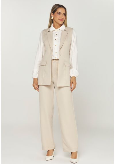 CALÇA WIDE LEG ALFAIATARIA - 5437.BEGE - RUDÉLY LOJA