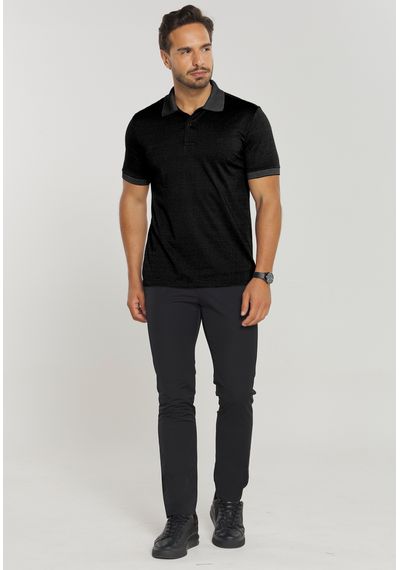 POLO BÁSICA MESCLA - 3458.PRETO - RUDÉLY LOJA
