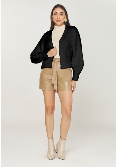 CASACO TRICÔ SOFT CURTO - 9725.PRETO - RUDÉLY LOJA