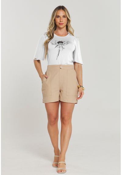 T-SHIRT FLOR PÉROLAS - 8821.BRANCO - RUDÉLY LOJA