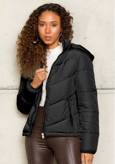 JAQUETA FEMININA PUFFER CAPUZ - 10003.PRETO - RUDÉLY LOJA