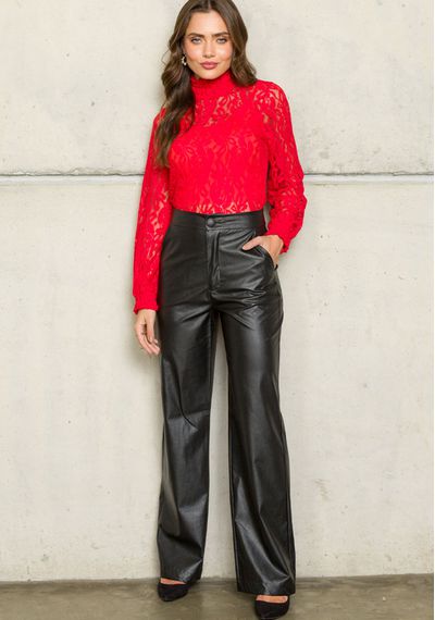 CALÇA WIDE LEG PU - 5356.PRETO - RUDÉLY LOJA