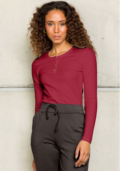 BLUSA CANELADA COM BOTÕES - 8184.BORDO - RUDÉLY LOJA