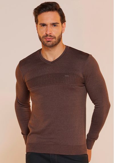 SUÉTER MASCULINO RELEVO - 9226.MARROM - RUDÉLY LOJA