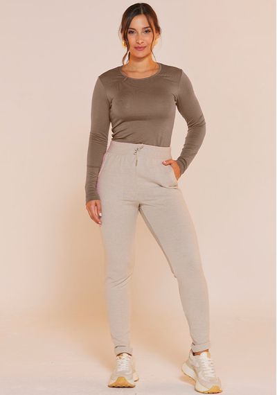 BLUSA DECOTE REDONDO - 4251.AREIA - RUDÉLY LOJA