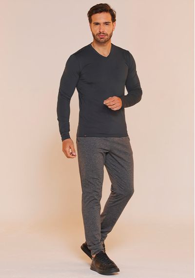 CAMISETA DECOTE V - 4449.PRETO - RUDÉLY LOJA