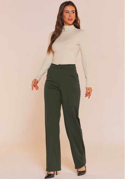 CALÇA WIDE LEG PONTO ROMA - 5392.VERDE - RUDÉLY LOJA