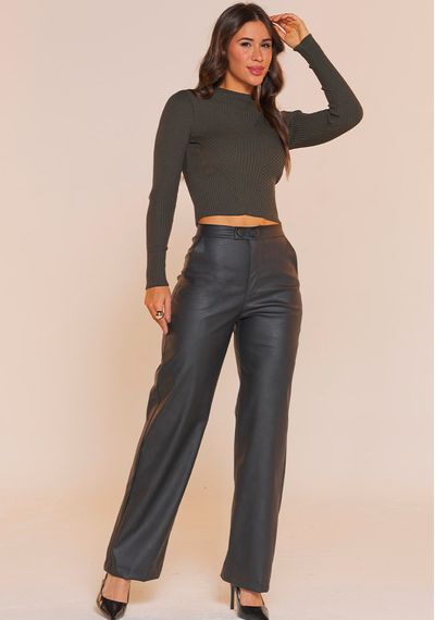 CALÇA WIDE LEG PU - 5394.PRETO - RUDÉLY LOJA