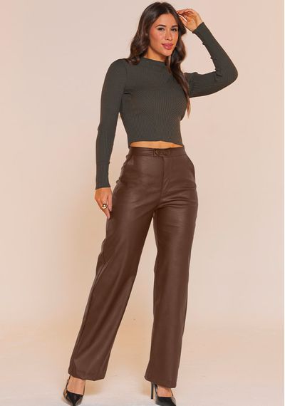 CALÇA WIDE LEG PU - 5394.MARROM - RUDÉLY LOJA