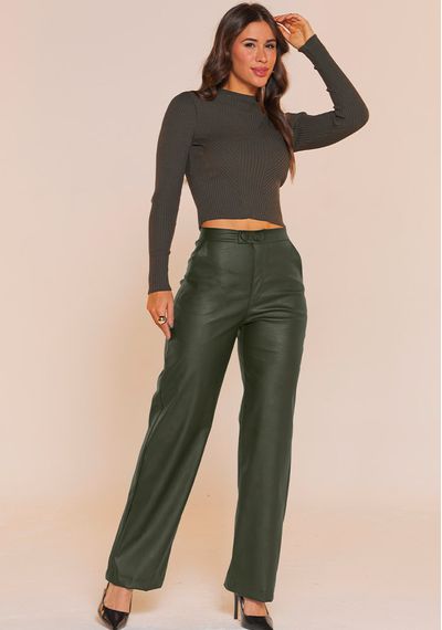 CALÇA WIDE LEG PU - 5394.VERDE - RUDÉLY LOJA