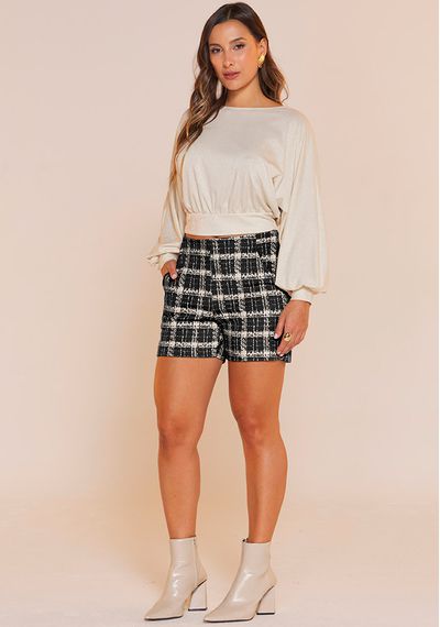 SHORT JACQUARD CABERNET - 5404.PRETO - RUDÉLY LOJA