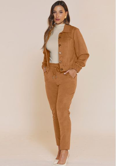JAQUETA SUEDE SARJADA - 7407.CARAMELO - RUDÉLY LOJA