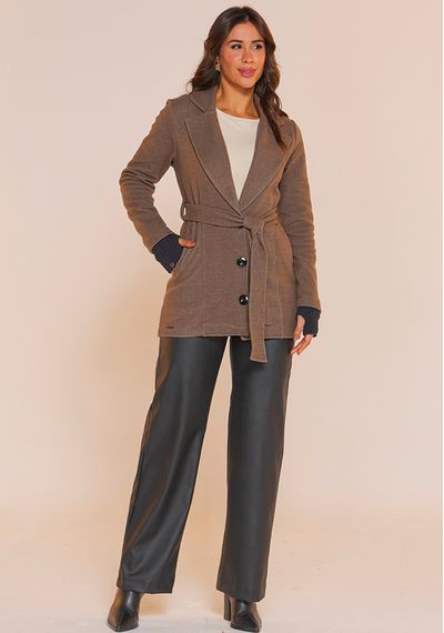 CASACO LÃ JACQUARD AMARRAÇÃO - 7410.AREIA - RUDÉLY LOJA