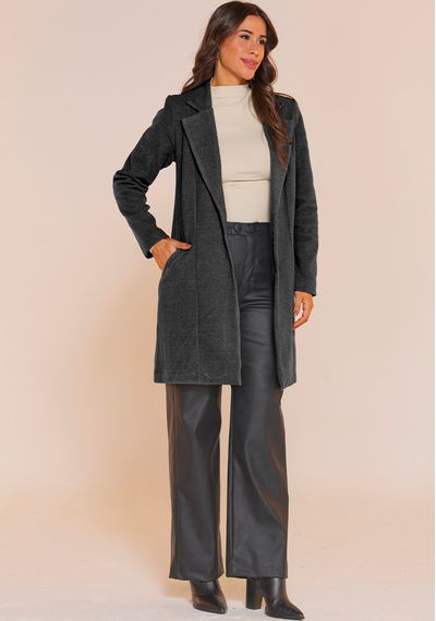 CASACO LÃ JACQUARD ALONGADO - 7411.PRETO - RUDÉLY LOJA