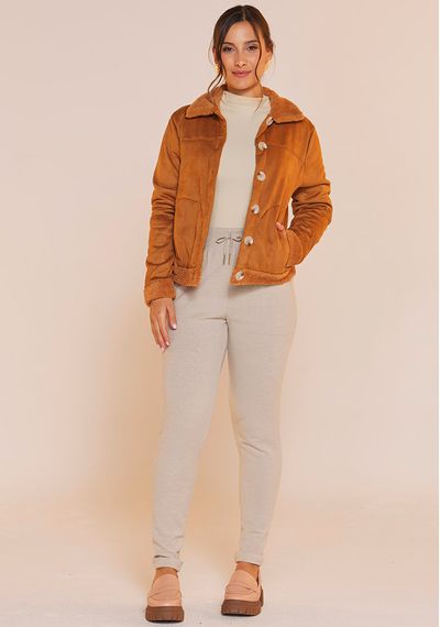 CASACO SUEDE DUBLADO - 7414.CARAMELO - RUDÉLY LOJA