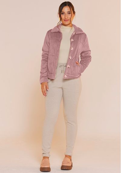 CASACO SUEDE DUBLADO - 7414.ROSA - RUDÉLY LOJA