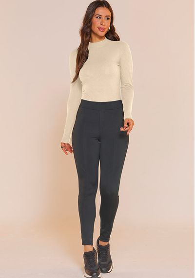 BLUSA CANELADA - 8170.AREIA - RUDÉLY LOJA