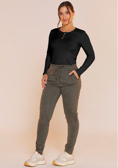 BLUSA CANELADA COM BOTÕES - 8184.PRETO - RUDÉLY LOJA