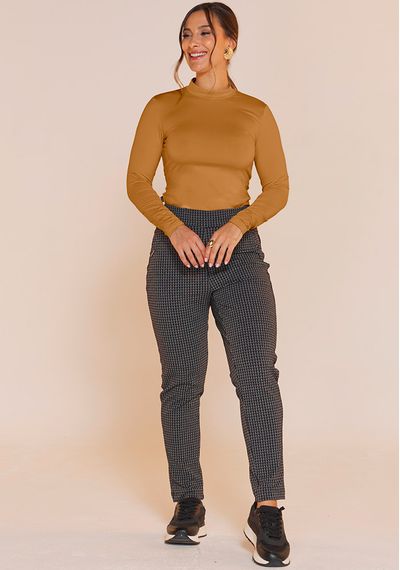 BLUSA GOLA ALTA - 8444.BEGE - RUDÉLY LOJA