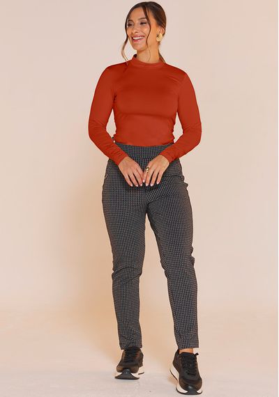 BLUSA GOLA ALTA - 8444.TELHA - RUDÉLY LOJA