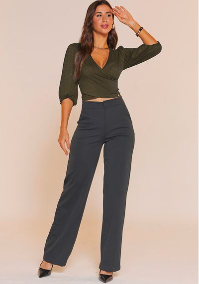 CROPPED BRILHO - 8726.PRETO OURO - RUDÉLY LOJA