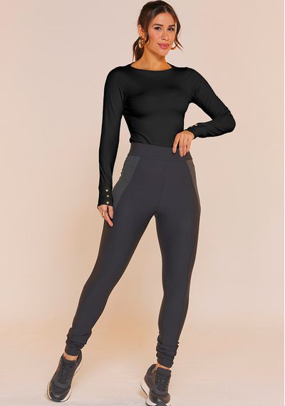 BLUSA CANELADA TÉRMICA CANOA - 8742.PRETO - RUDÉLY LOJA