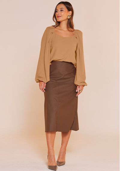 BLUSA FLUID DECOTE PRINCESA - 8767.AREIA - RUDÉLY LOJA
