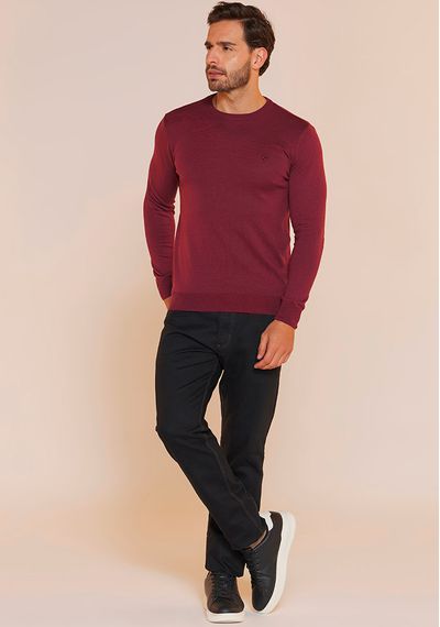 SUÉTER MASCULINO DETALHE DECOTE - 9600.BORDO - RUDÉLY LOJA